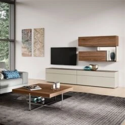 Hülsta Tetrim Wohnwand 8 - Lack & Kernnussbaum Lowboard & Hängeelemente -Babyprodukte tetrim kombi 9