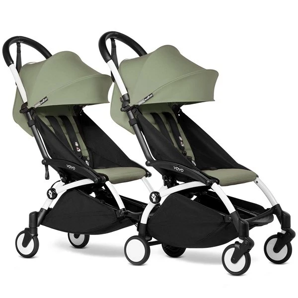 BABYZEN™ YOYO² Doppelbuggy Olive Gestell White 1 BABYZEN™ YOYO² Doppelbuggy Olive Gestell White